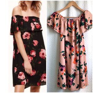 Aritzia Wilfred Neuchatel Mini Dress- Pink Floral Off The Shoulders Dress- Small